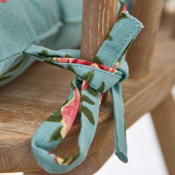 Set Of Two Tie On Blue Rose Seat Pads, 5 of 5