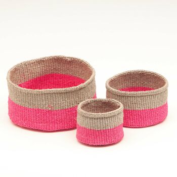 Grey And Fluoro Pink Colour Block Basket, 2 of 12