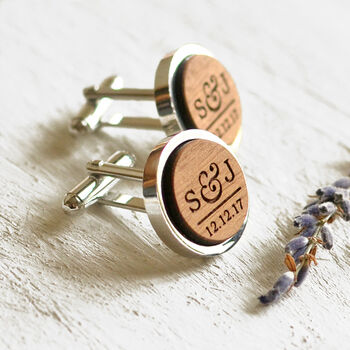 Personalised Wood Cufflinks – Wedding Or Anniversary Gift, 3 of 6