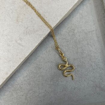 Sterling Silver Gold Plated Snake Necklace, 2 of 10