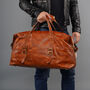 Large Genuine Leather Holdall Tan Brown, thumbnail 7 of 12