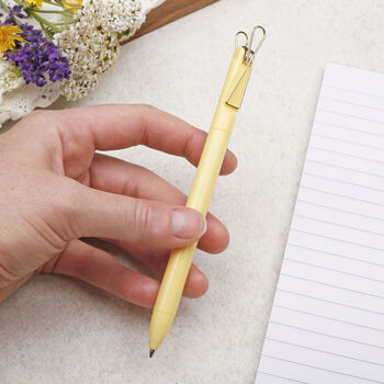 Pastel Yellow Ballpoint Pen With Gold Clip, 2 of 4