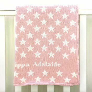 Personalised Knitted Star Baby Blanket, 7 of 11