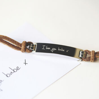 Your Own Handwriting Engraved On Leather Bracelet, 8 of 9