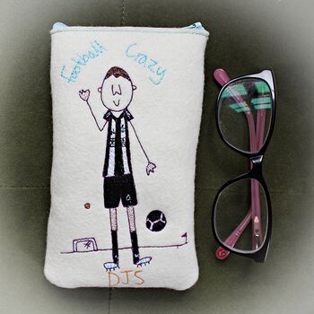 Personalised Football Crazy Embroidered Glasses Case, 3 of 12