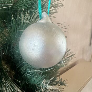 Green And Silver Christmas Baubles Set Of Six, 2 of 7