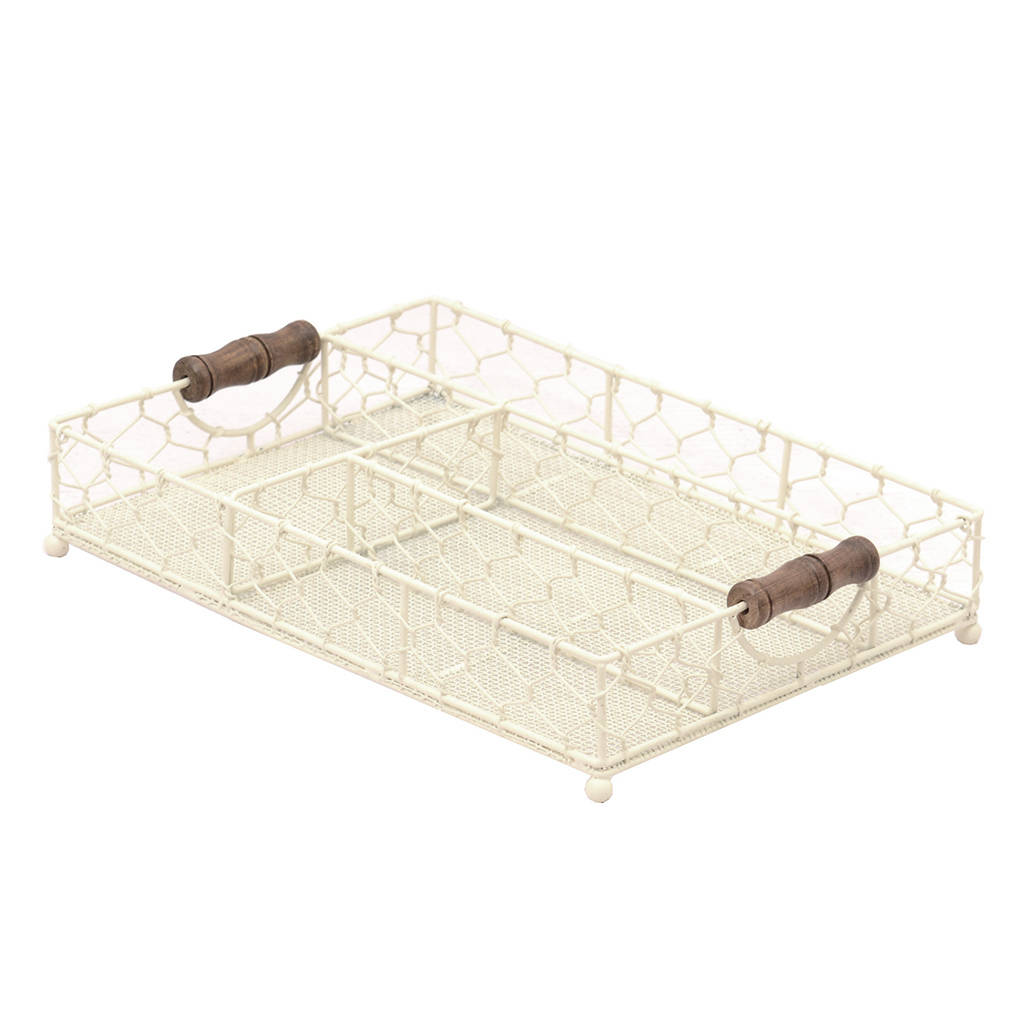 Cream Farmhouse Chickenwire Cutlery Tray By Dibor