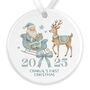 Personalised Baby's First Christmas Santa Bauble Keepsake In Pink Or Blue, thumbnail 4 of 6