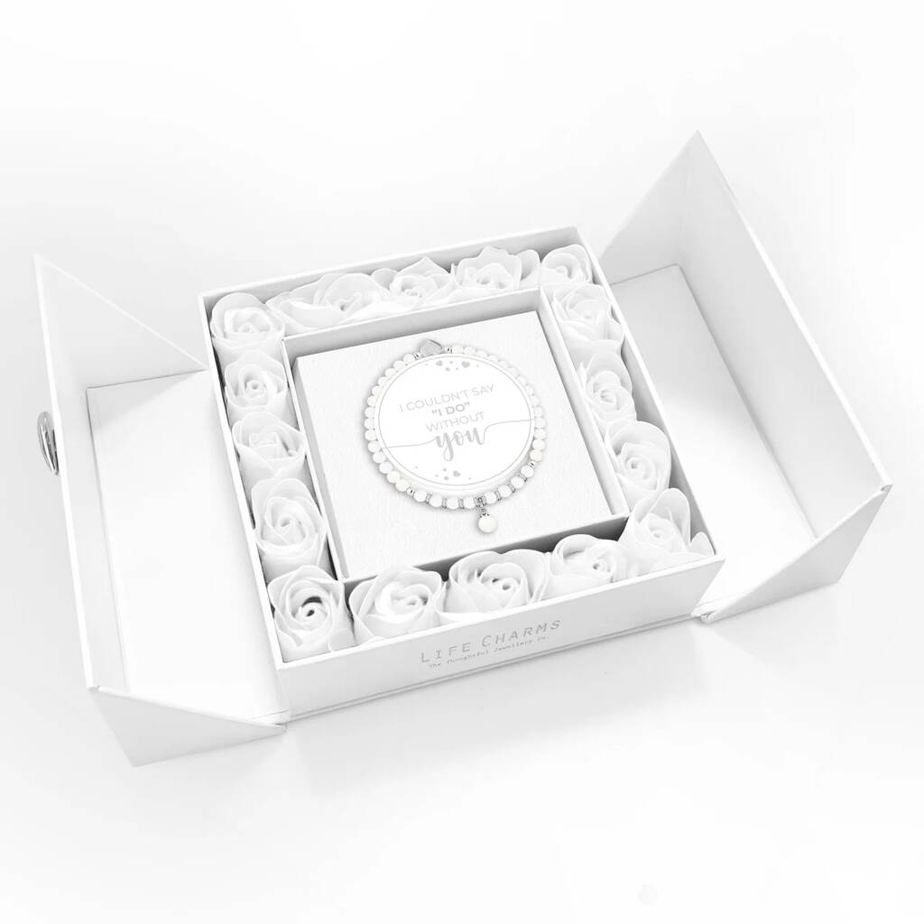 “I Couldn’t Say ‘I Do’ Without You” Freshwater Pearls Charm Bracelet In Flower Box, 1 of 2