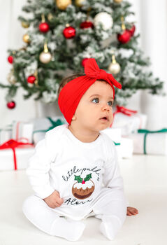 Little Pudding Embroidered Personalised Christmas Babygro Sleepsuit, 7 of 7