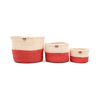Tangu: Red Colour Block Woven Basket, 2 of 7