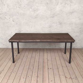 Marlow Live Edge Solid Oak Industrial Dining Table, 3 of 6