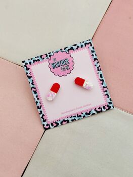 Pill Glitter Resin Studs / Nurse Gift / Medical Jewellery / Healthcare Worker Accessories, 4 of 5
