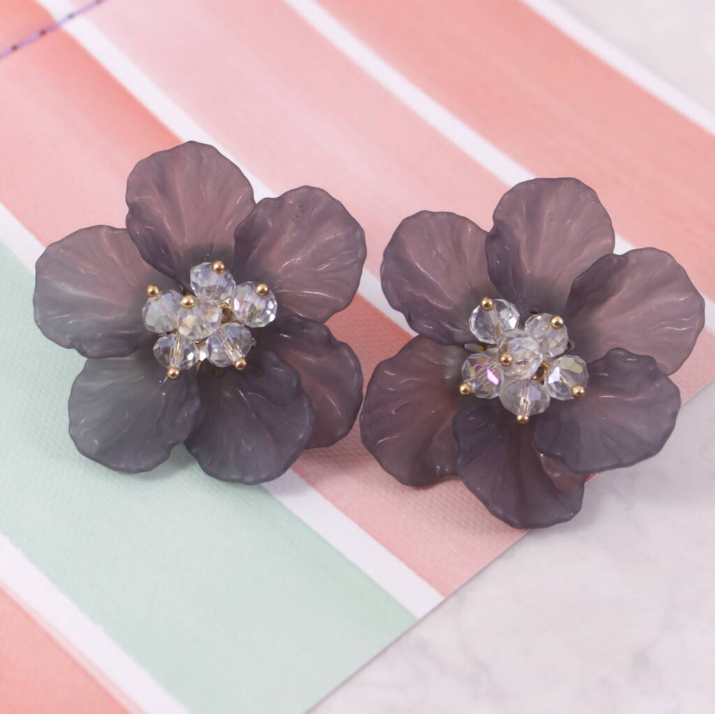 Large Statement Flower Earrings By Lucy Loves Neko