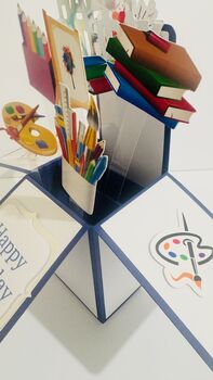 Personalisable Art/Artist Themed 3D Greeting/Gift Card, 6 of 6