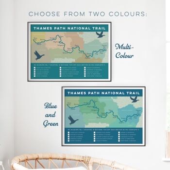 River Thames Path Art Print With Map And Tick List, 6 of 7