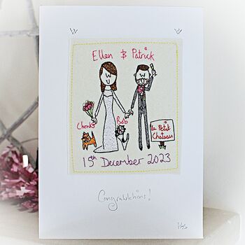 Wedding Card, Personalised, Embroidered, 6 of 12