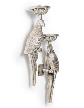 Pair Of Silver Parrot Wall Scones, 3 of 3