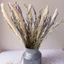 Lavender Dried Flower Arrangement In Silver Churn, thumbnail 3 of 3