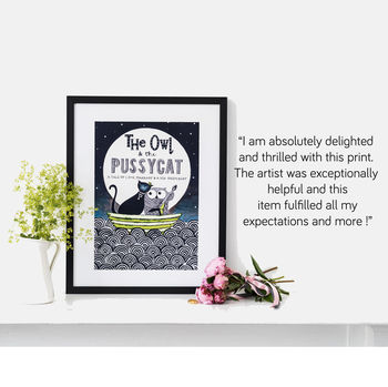 Personalised Owl And Pussycat Wedding Print, 5 of 10