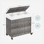 140 L Laundry Basket Hamper With Three Compartment, thumbnail 9 of 9