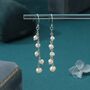 Sterling Silver Natural Freshwater Pearl Cluster Drop Dangle Earrings, thumbnail 1 of 11