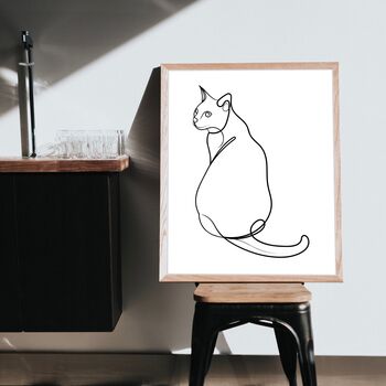 Sitting Cat Line Drawing Print, 3 of 3