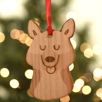 Dog Breed Wooden Natural Hanging Christmas Decoration, 8 of 12