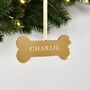 Gold Pet Dog Bone Personalised Christmas Decoration, thumbnail 1 of 6