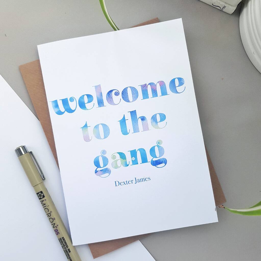 Welcome To The Gang | New Baby Boy Card | Personalised, 1 of 2