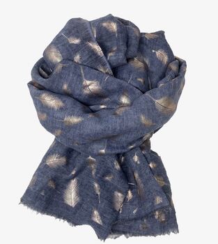 Feather Silver Foil Print Scarf, 5 of 7