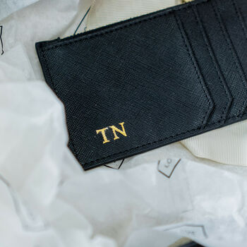 Personalised Leather Zip Cardholder, 4 of 8