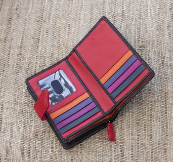 Personalised Black And Red Womans Soft Leather Purse Wallet, 3 of 11