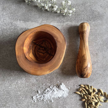 Natural Olive Wood Pestle And Mortar, 7 of 9
