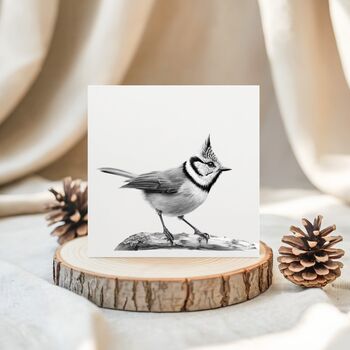 Crested Tit – Hand Drawn Bird Greeting Card Illustration, 3 of 3