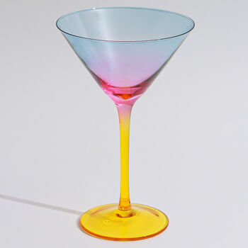 G Decor Set Of Four Martini Glasses With A Rainbow Hue, 2 of 3