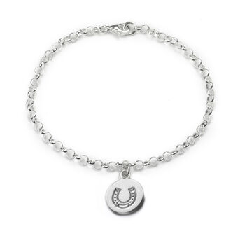 Lucky Horseshoe Sterling Silver Disc Bracelet, 3 of 6