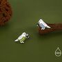 Sterling Silver Enamel Budgie Stud Earring, thumbnail 5 of 12