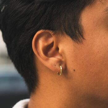 Mens Chunky Hammered Sterling Silver Hoop Earrings, 9 of 12