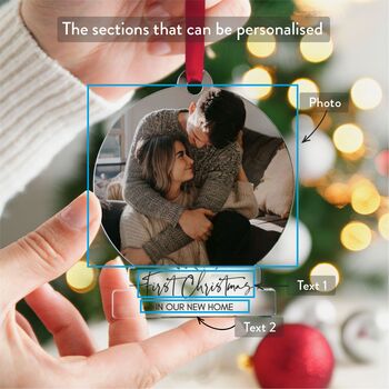 First Christmas New Home Photo Ornament Acrylic Gift, 6 of 11