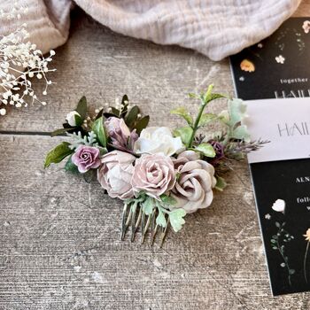 Mauve And White Flower Hair Comb, 2 of 6