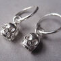 Silver Skull Hoop Earrings, thumbnail 4 of 11