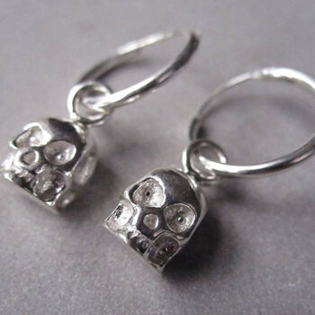 Silver Skull Hoop Earrings, 4 of 11