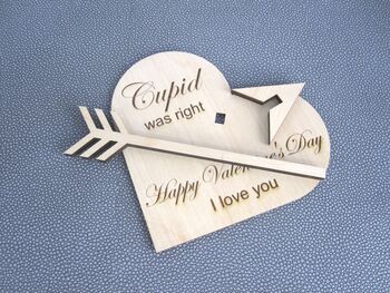 Cupid's Arrow Heart Wood Valentine's Card, 4 of 5