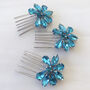 Vibrant Blue Crystal Hair Comb Set, thumbnail 2 of 4