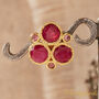 Ruby Triple Stone Gold And Silver Stud Earrings, thumbnail 5 of 9