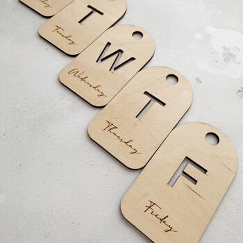 Wooden Five Days Of The Week Hanger Tags, 2 of 6