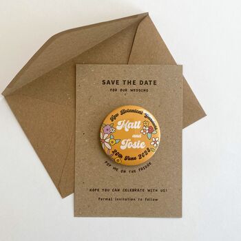 Retro Floral Save The Date Magnet, 4 of 7