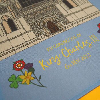 King Charles Coronation Westminster Abbey Tea Towel, 4 of 7