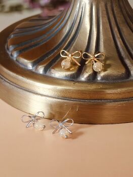 Bow Single Gold Rutilated Quartz Earrings, 9 of 9